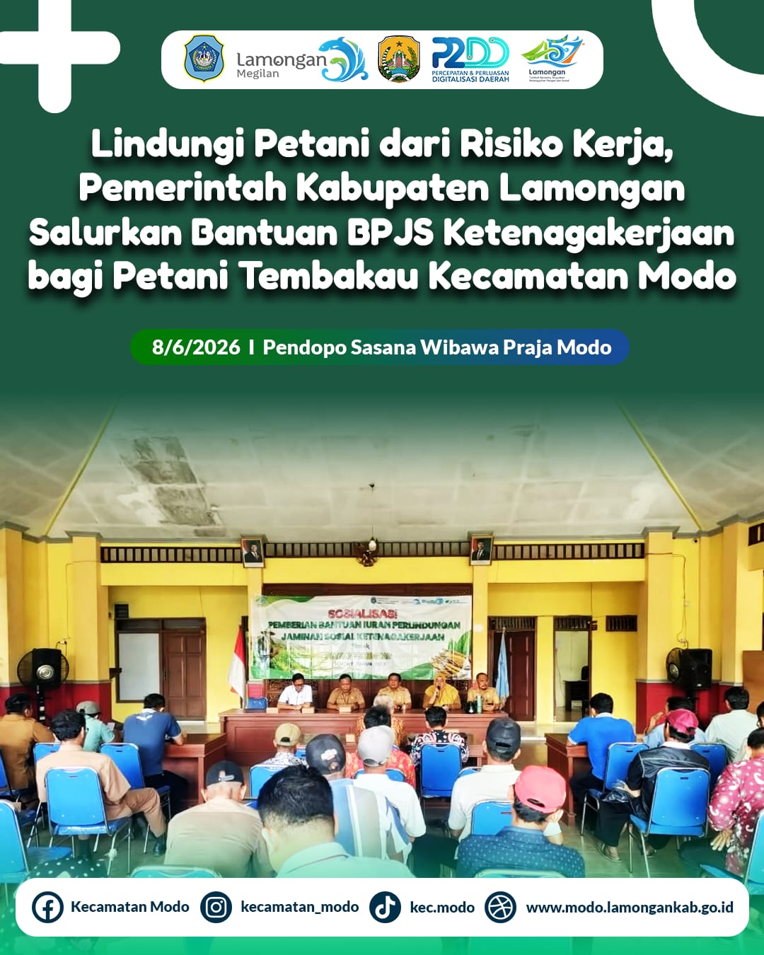 Foto: Lindungi Petani dari Risiko Kerja, Pemerintah Kabupaten Lamongan Salurkan Bantuan BPJS Ketenagakerjaan bagi Petani Tembakau Kecamatan Modo