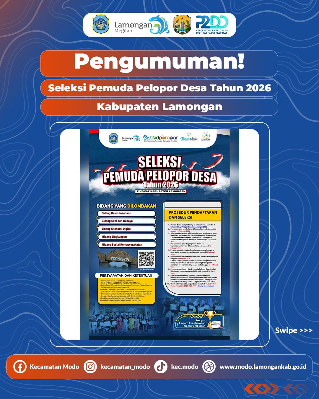 Foto: Pendaftaran Pemuda Pelopor Desa Kabupaten Lamongan tahun 2026