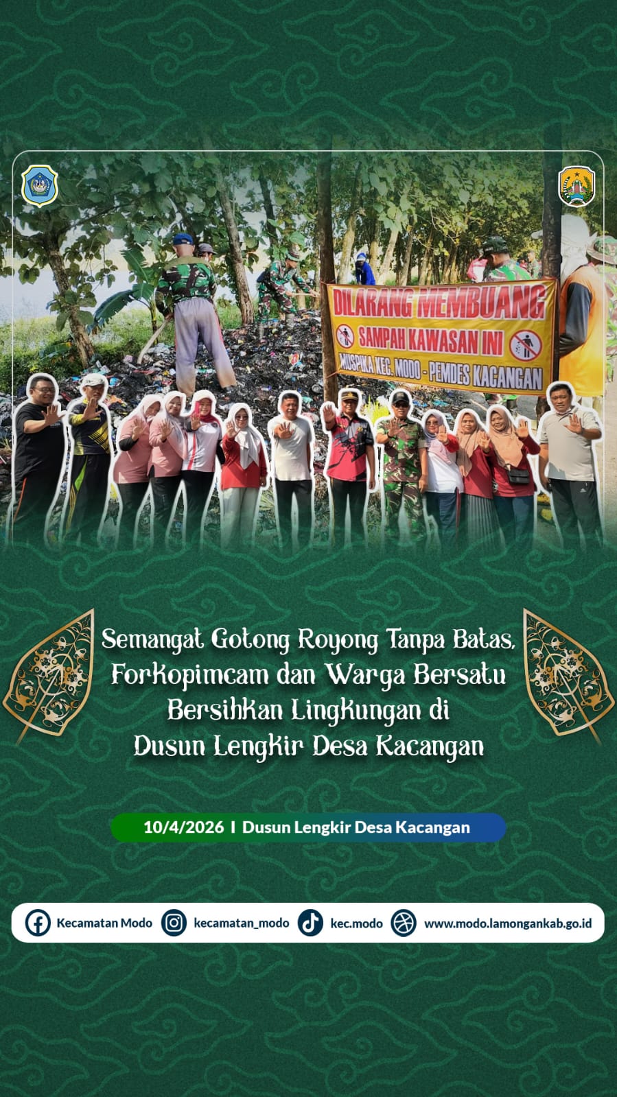 Foto: Semangat Gotong Royong Tanpa Batas, Forkopimcam dan Warga Bersatu Bersihkan Lingkungan di Dusun Lengkir Desa Kacangan