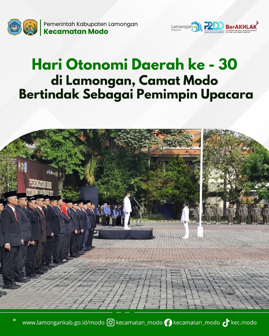 Foto: Camat Modo dipercaya sebagai Pemimpin Upacara Peringatan Hari Otonomi Daerah ke-30 Tahun 2026