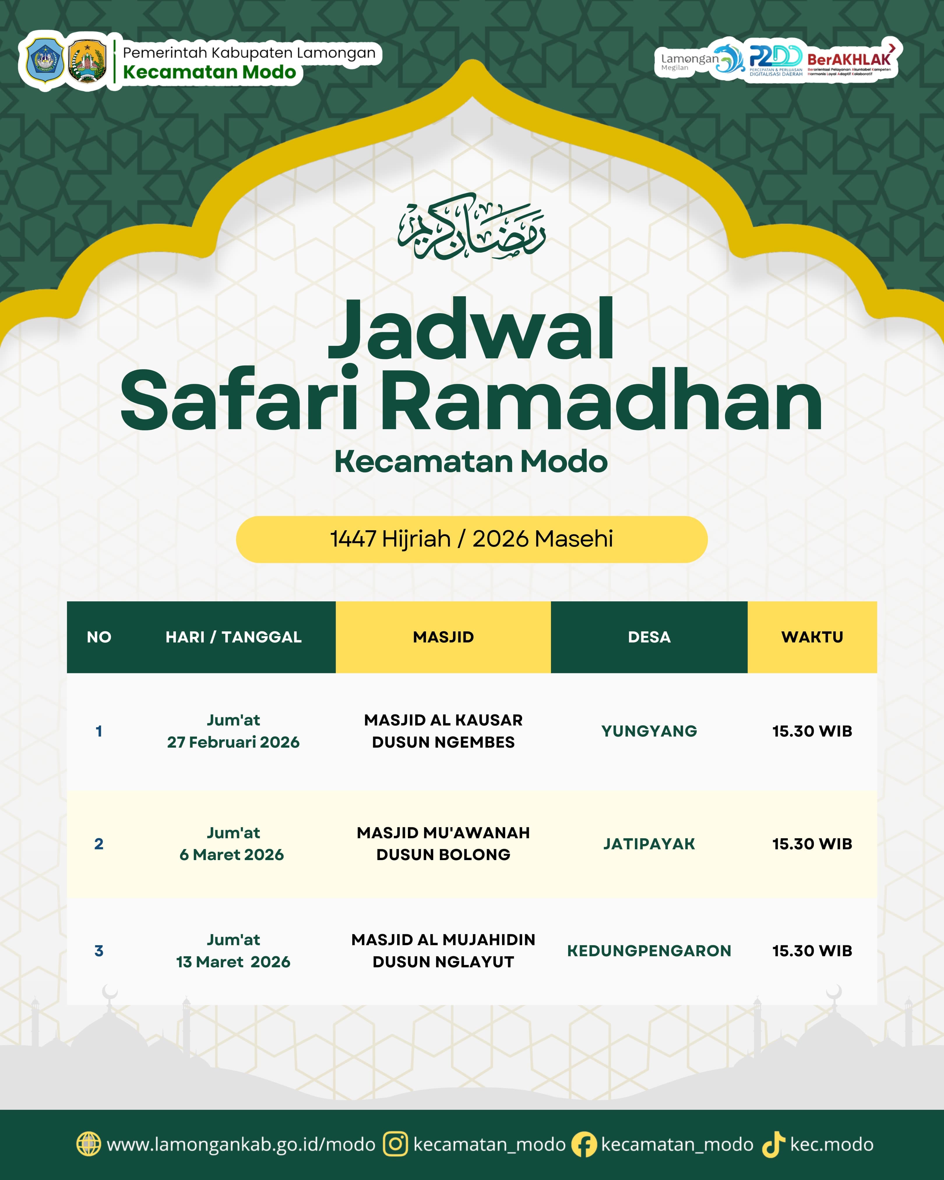 Foto: Jadwal Safari Ramadhan 1447 H / 2026 M Kecamatan Modo