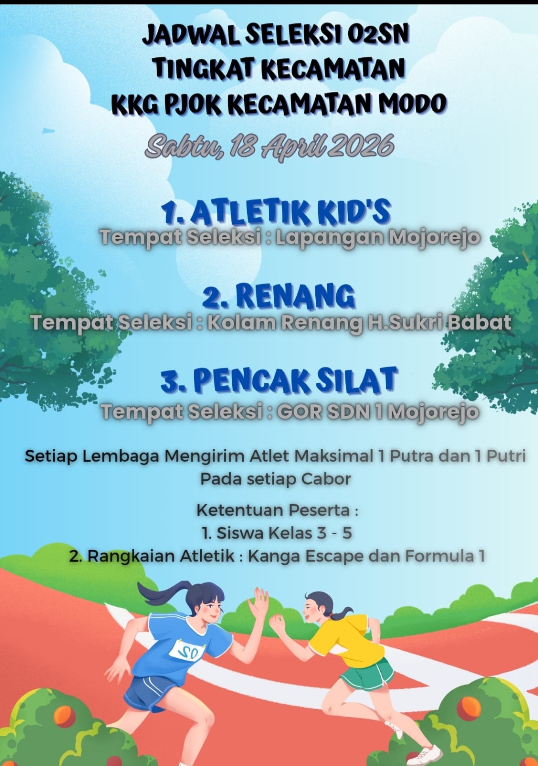 Foto: Seleksi Olimpiade Olahraga Siswa Nasional (O2SN) Korwil Modo Tahun 2026