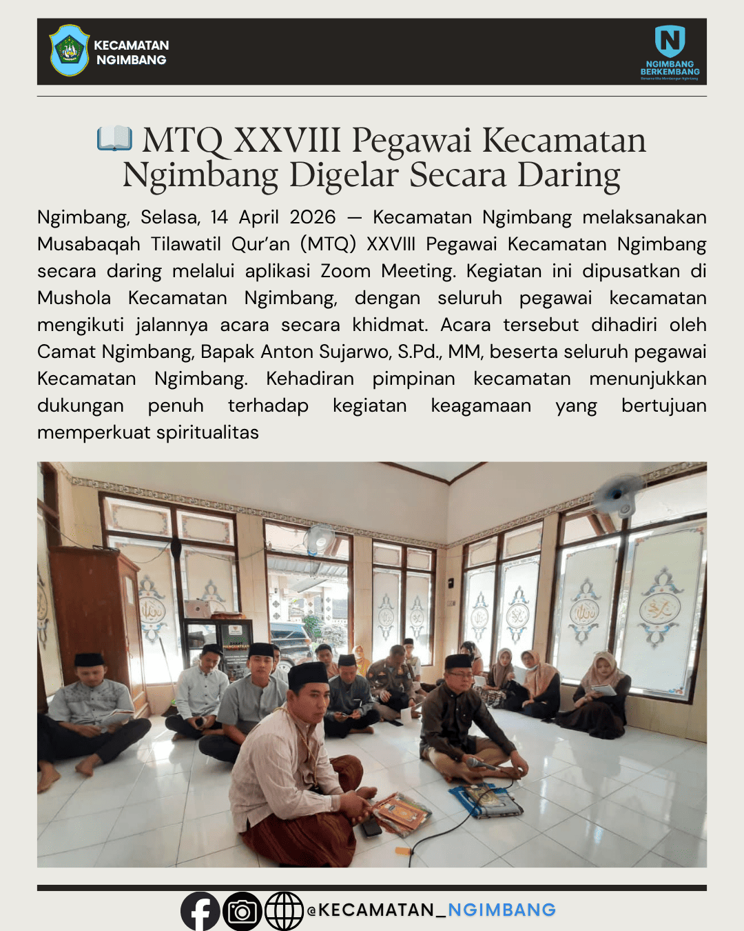 Foto: 📖 MTQ XXVIII Pegawai Kecamatan Ngimbang Digelar Secara Daring