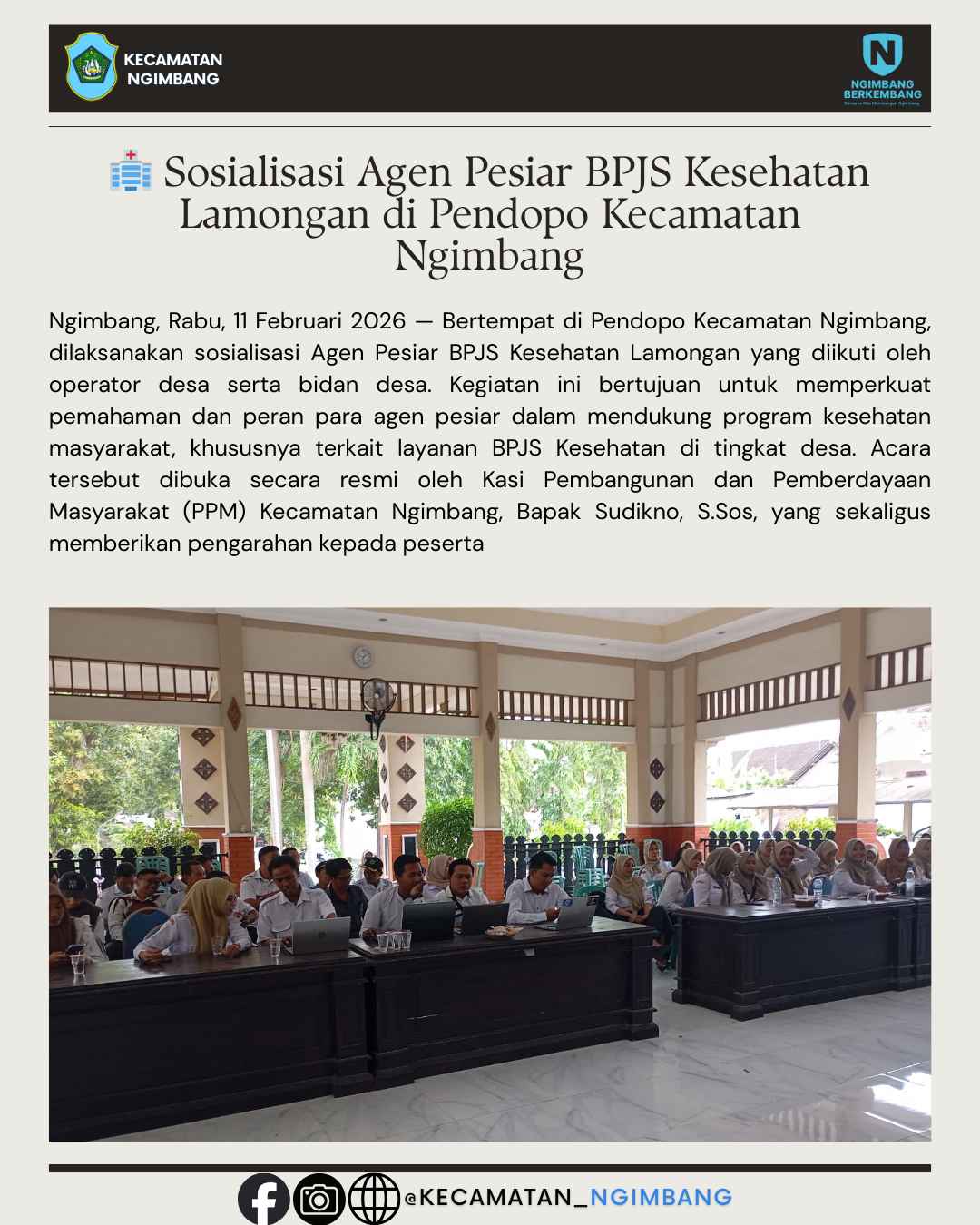 Foto: 🏥 Sosialisasi Agen Pesiar BPJS Kesehatan Lamongan di Pendopo Kecamatan Ngimbang