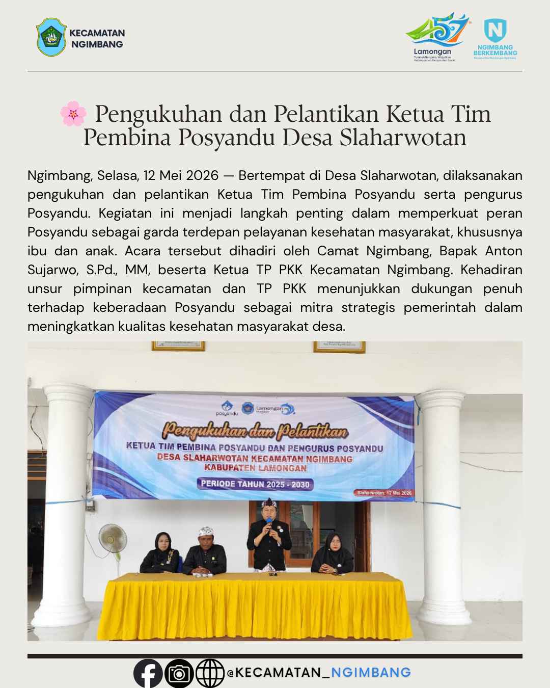 Foto: 🌸 Pengukuhan dan Pelantikan Ketua Tim Pembina Posyandu Desa Slaharwotan
