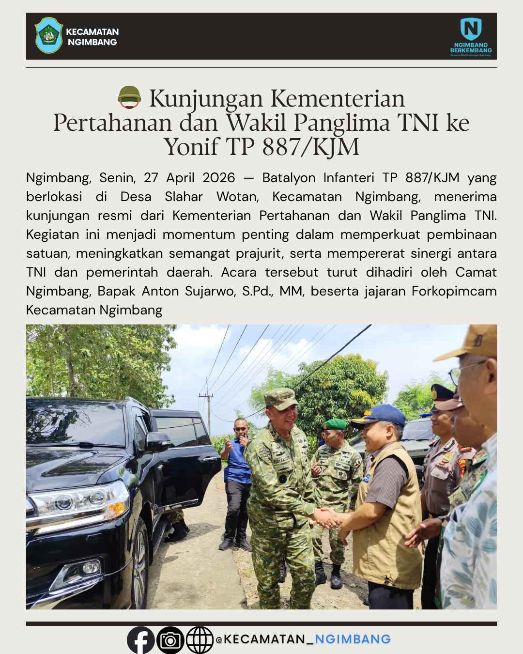 Foto: 🪖 Kunjungan Kementerian Pertahanan dan Wakil Panglima TNI ke Yonif TP 887/KJM