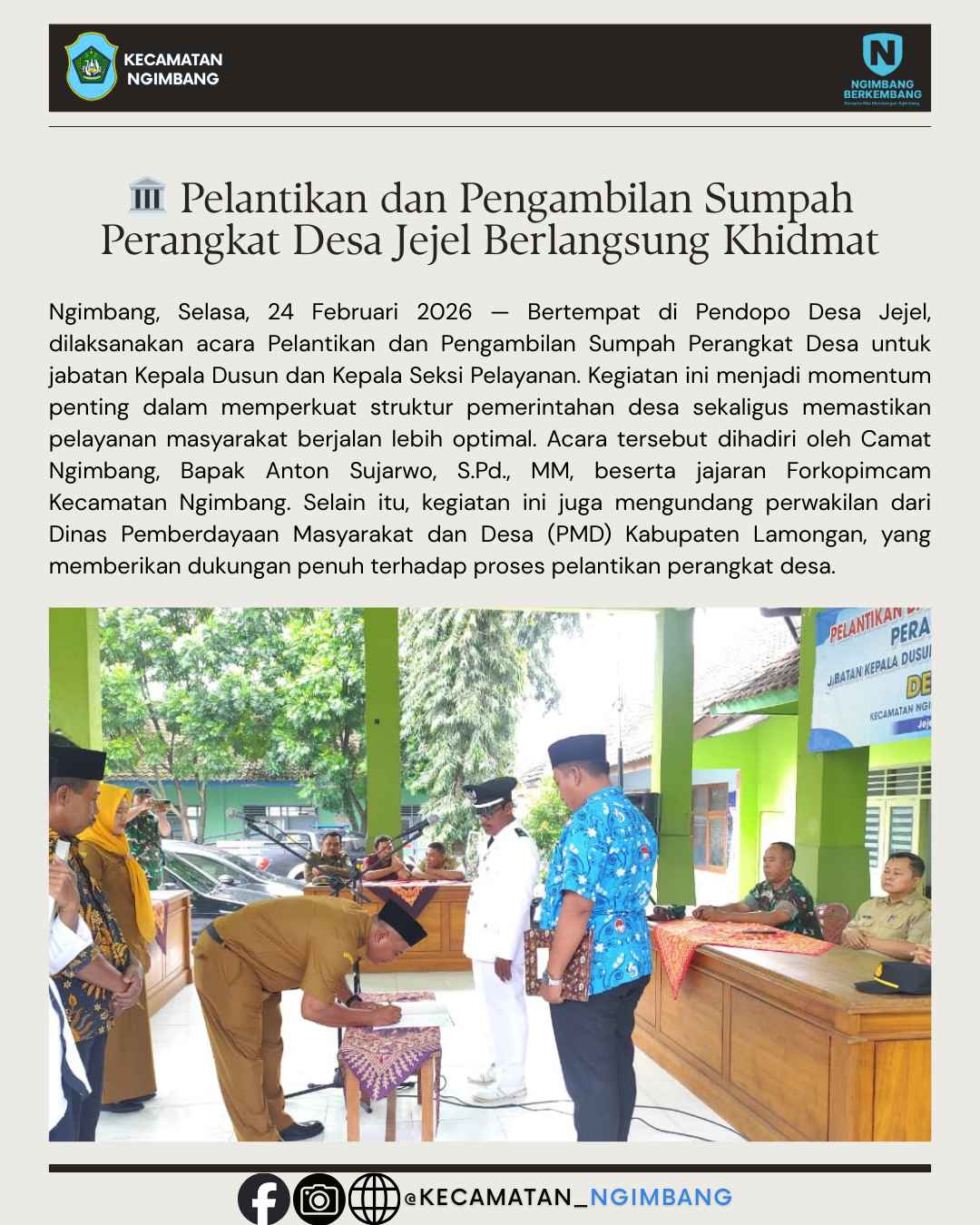 Foto: 🏛️ Pelantikan dan Pengambilan Sumpah Perangkat Desa Jejel Berlangsung Khidmat