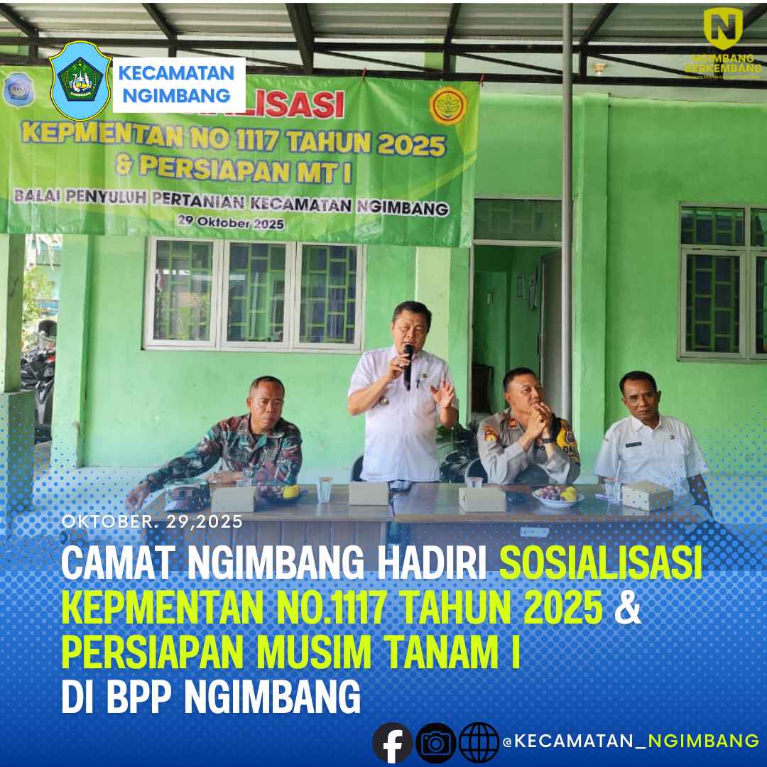 Foto: CAMAT NGIMBANG HADIRI SOSIALISASI KEPMENTAN NO.1117 TAHUN 2025 & PERSIAPAN MUSIM TANAM I DI BPP NGIMBANG
