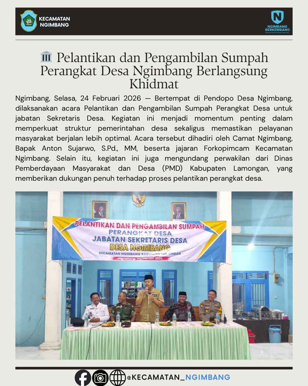 Foto: 🏛️ Pelantikan dan Pengambilan Sumpah Perangkat Desa Ngimbang Berlangsung Khidmat