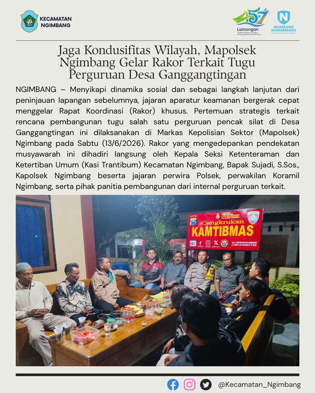 Foto: Jaga Kondusifitas Wilayah, Mapolsek Ngimbang Gelar Rakor Terkait Tugu Perguruan Desa Ganggangtingan