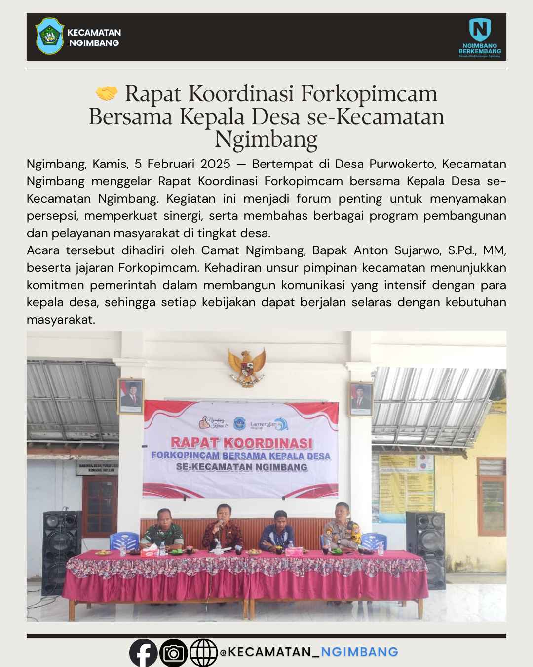 Foto: 🤝 Rapat Koordinasi Forkopimcam Bersama Kepala Desa se-Kecamatan Ngimbang