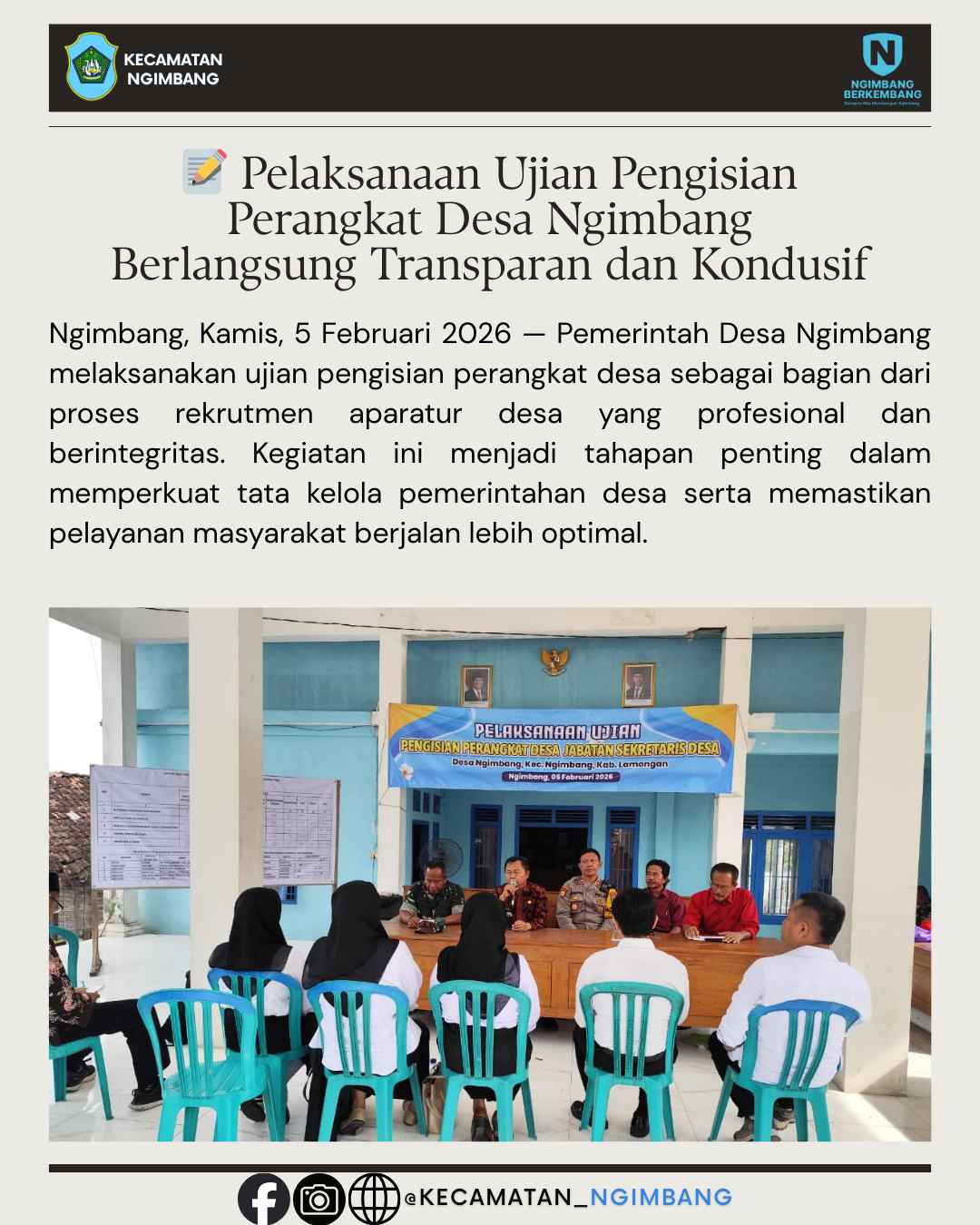 Foto: 📝 Pelaksanaan Ujian Pengisian Perangkat Desa Ngimbang Berlangsung Transparan dan Kondusif