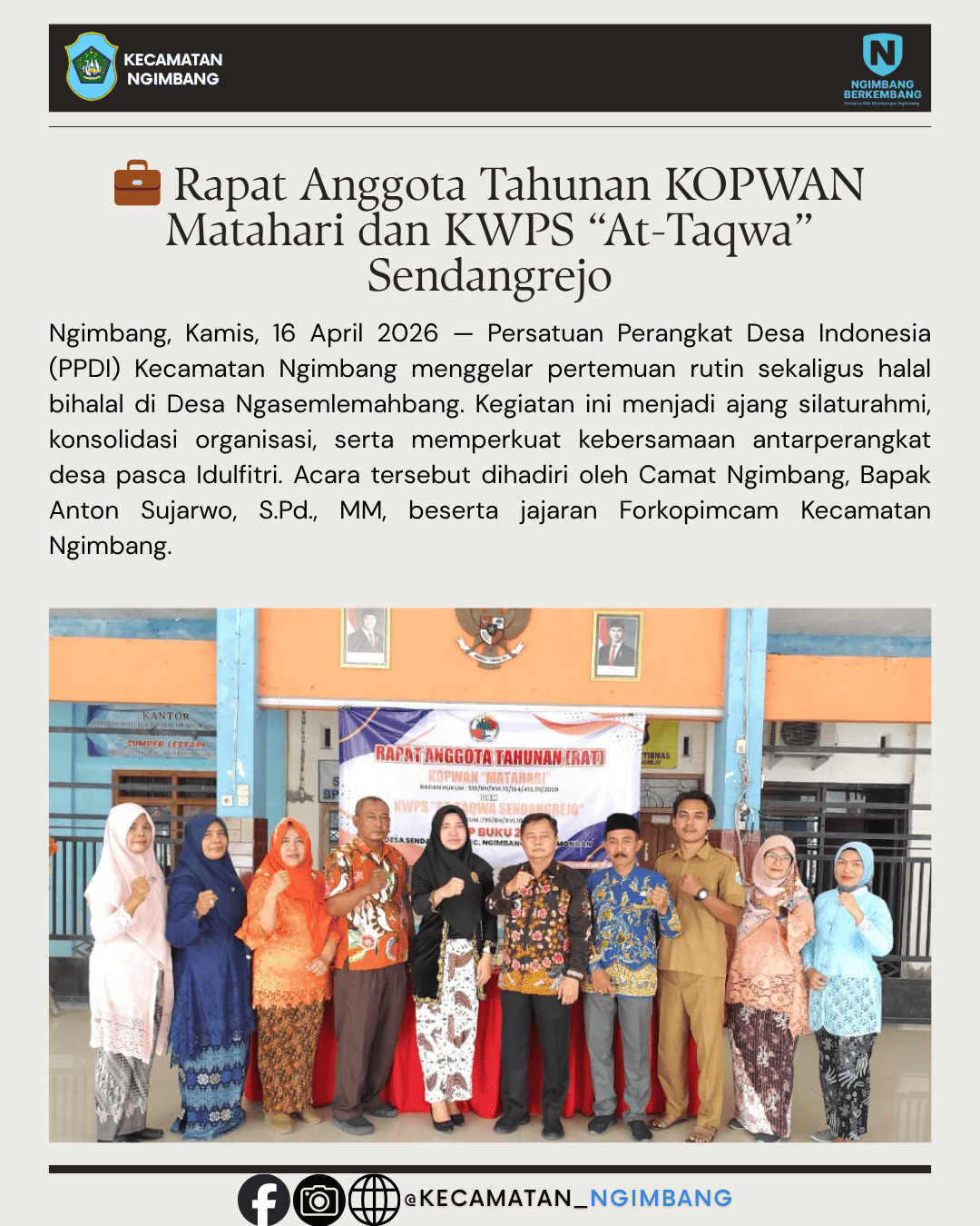 Foto: 💼 Rapat Anggota Tahunan KOPWAN Matahari dan KWPS “At-Taqwa” Sendangrejo