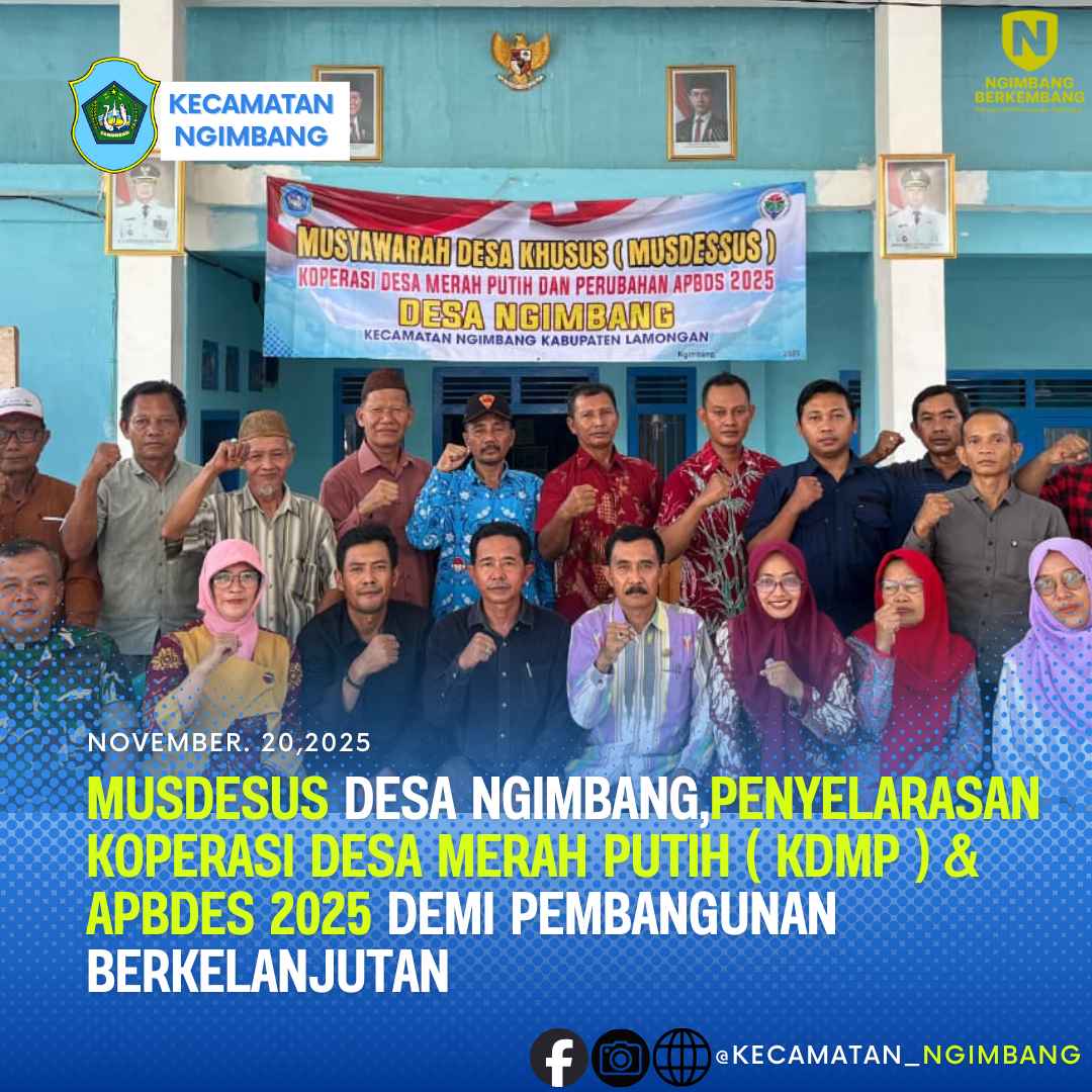 Foto: MUSDESUS DESA NGIMBANG,PENYELARASAN KOPERASI DESA MERAH PUTIH ( KDMP ) & APBDES 2025 DEMI PEMBANGUNAN BERKELANJUTAN