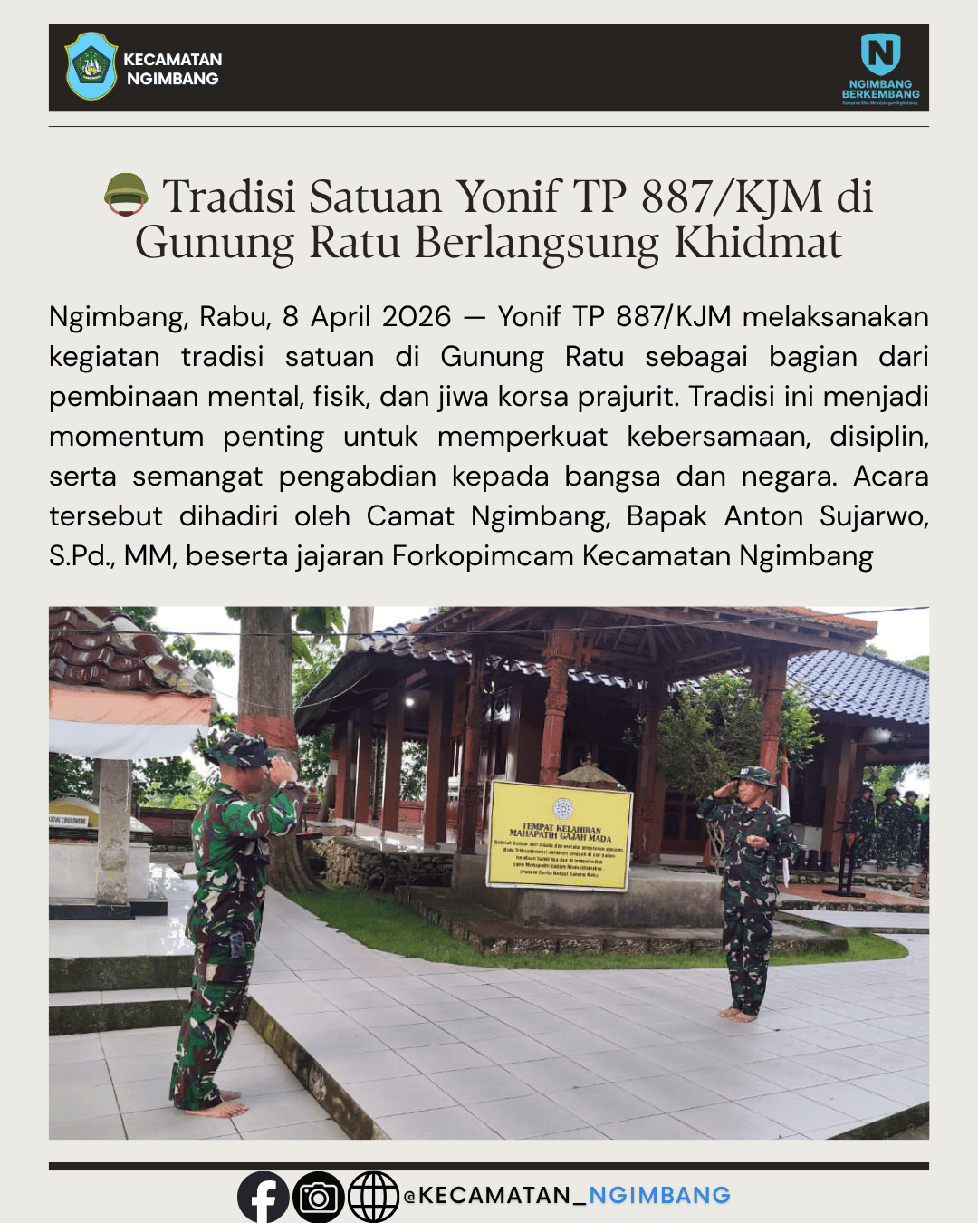 Foto: 🪖 Tradisi Satuan Yonif TP 887/KJM di Gunung Ratu Berlangsung Khidmat
