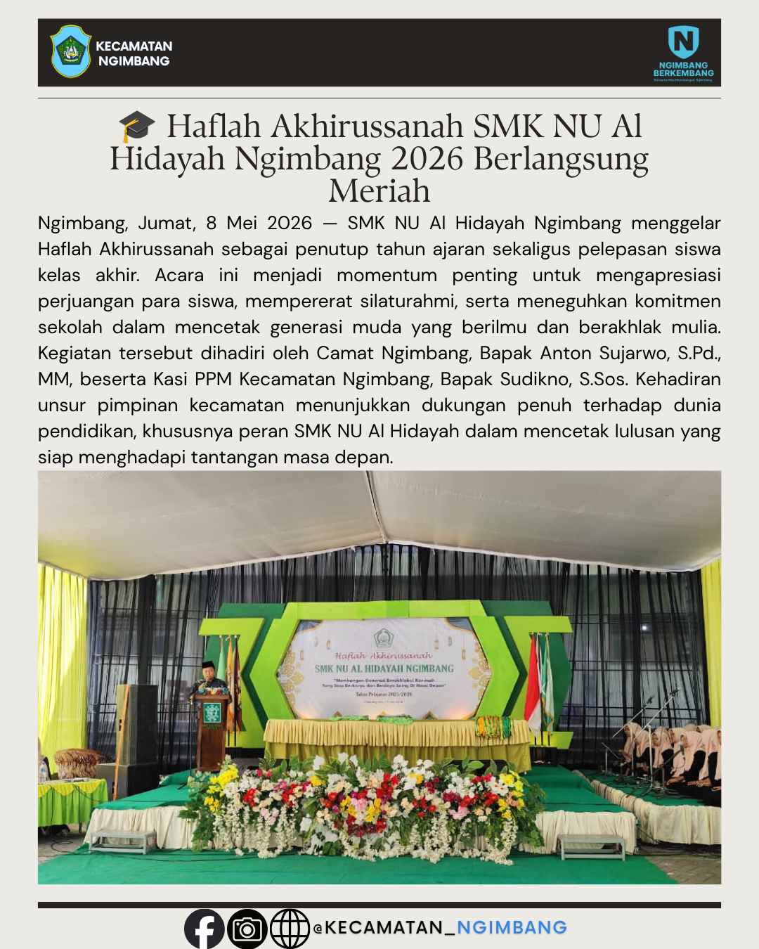 Foto: 🎓 Haflah Akhirussanah SMK NU Al Hidayah Ngimbang 2026 Berlangsung Meriah