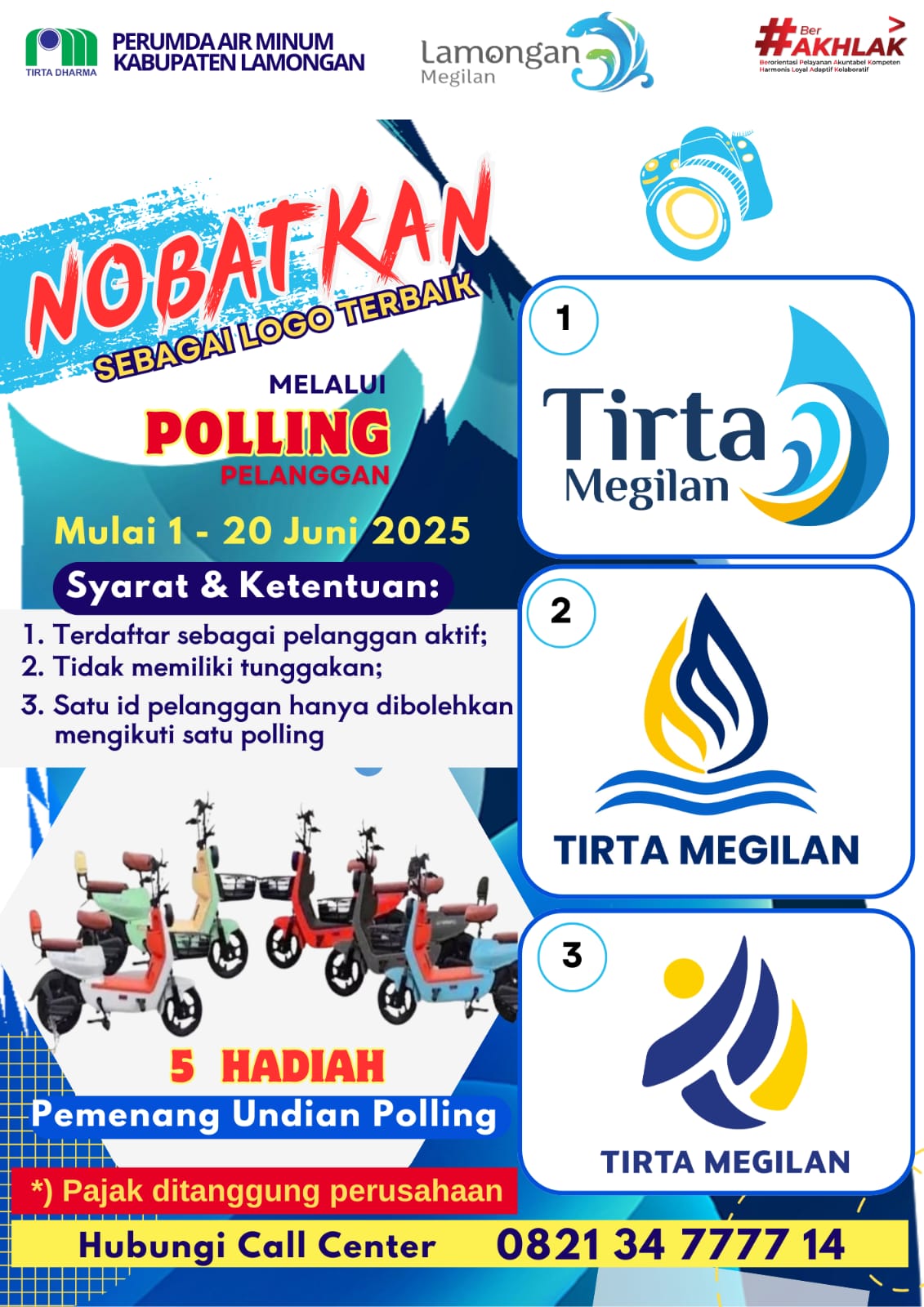 NOMINASI 3 LOGO SAYEMBARA LOGO REBRANDING "TIRTA MEGILAN"