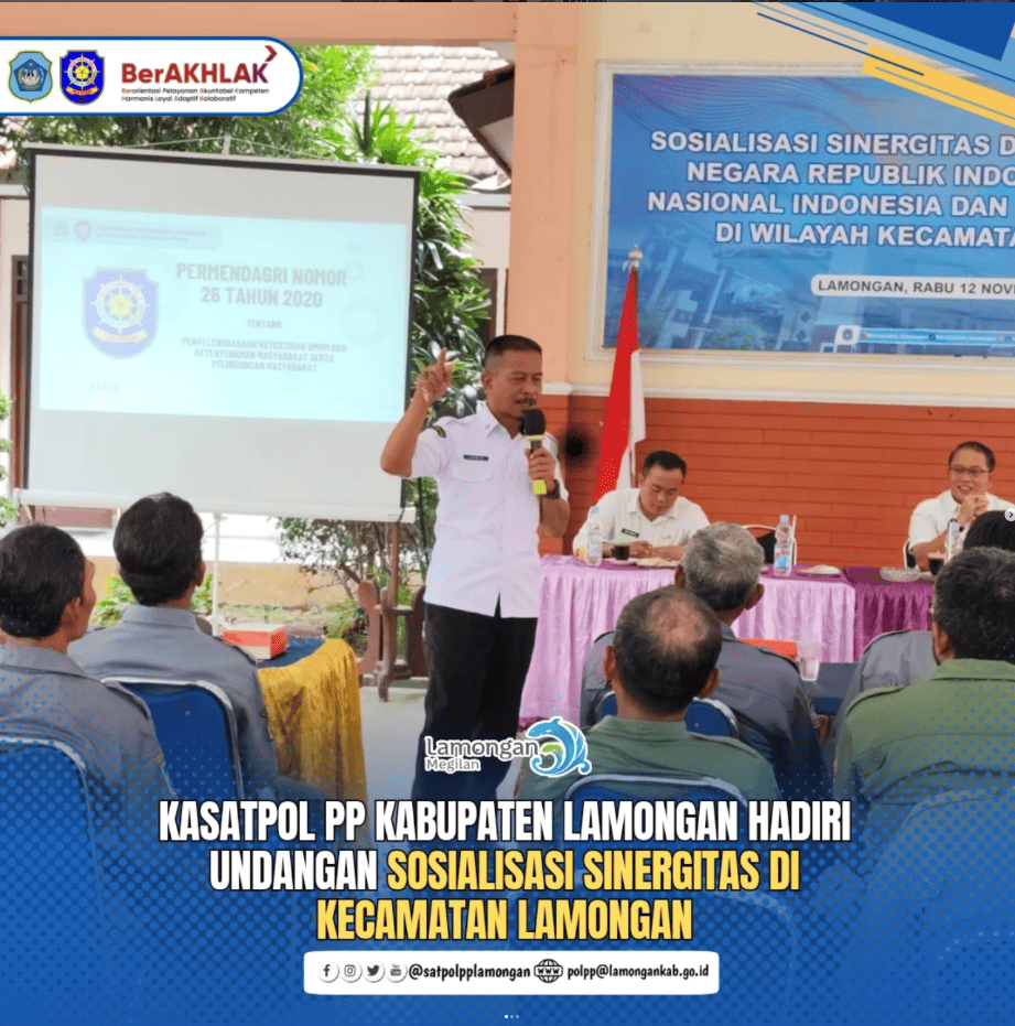 Foto: Kasatpol PP Hadiri Undangan Sosialisasi Sinergitas di Kecamatan Lamongan