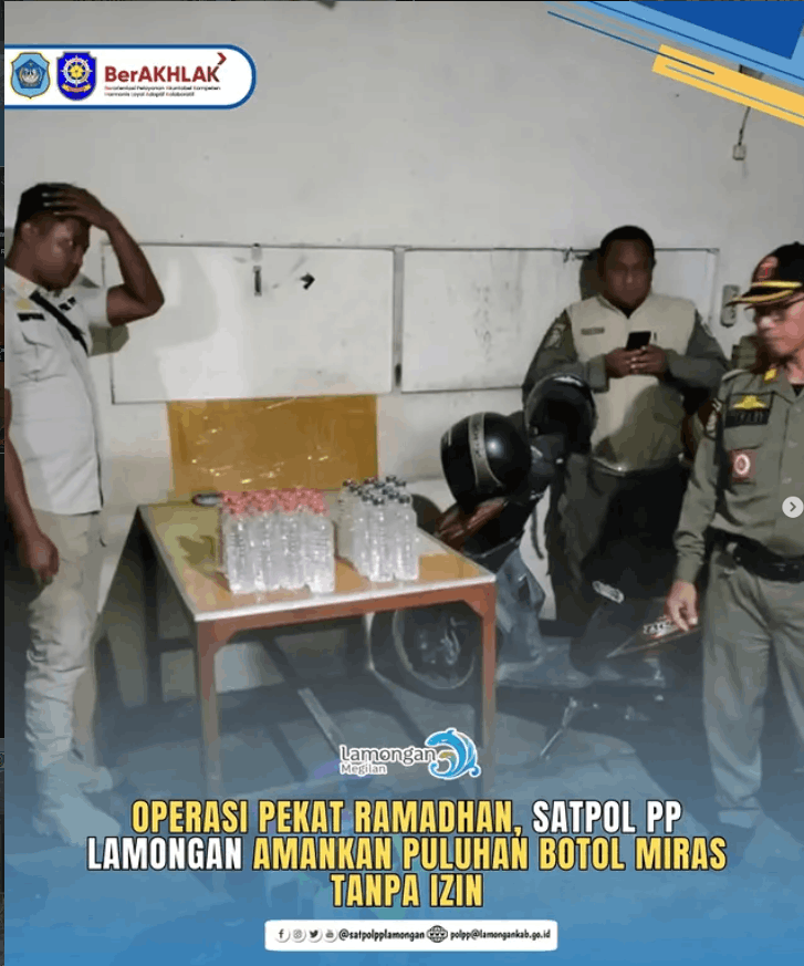 Foto: Satpol PP Kabupaten Lamongan Gelar Operasi PEKAT Ramadhan, Amankan Puluhan Botol Miras Tanpa Izin