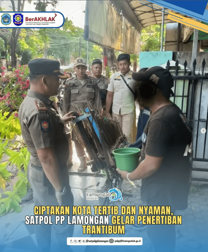Foto: Satpol PP Kabupaten Lamongan Tertibkan Gangguan Trantibum di Sejumlah Ruas Jalan