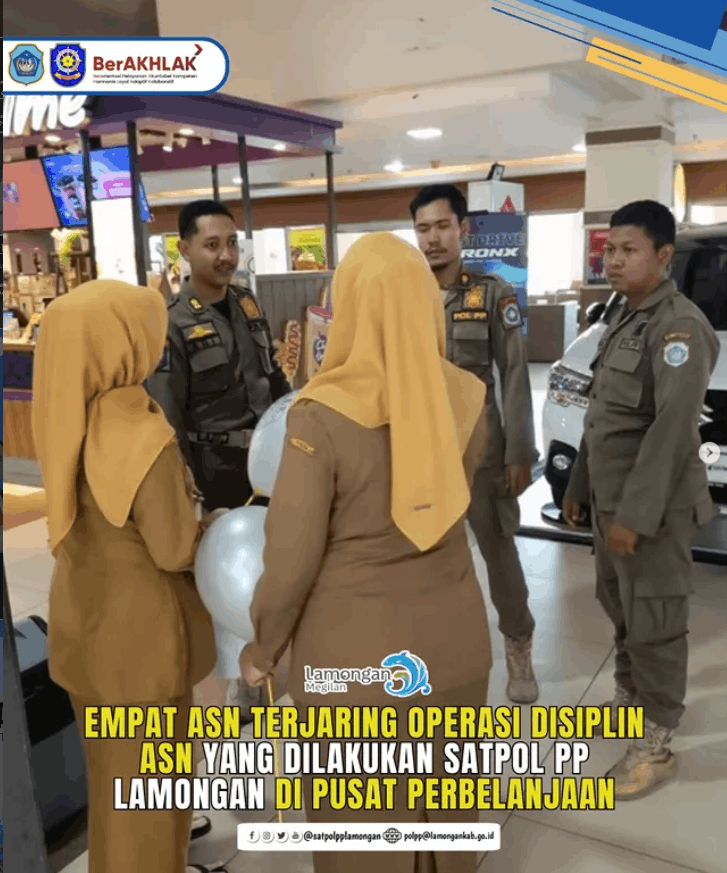 Foto: Satpol PP Lamongan Gelar Operasi Disiplin ASN di Sejumlah Pusat Perbelanjaan