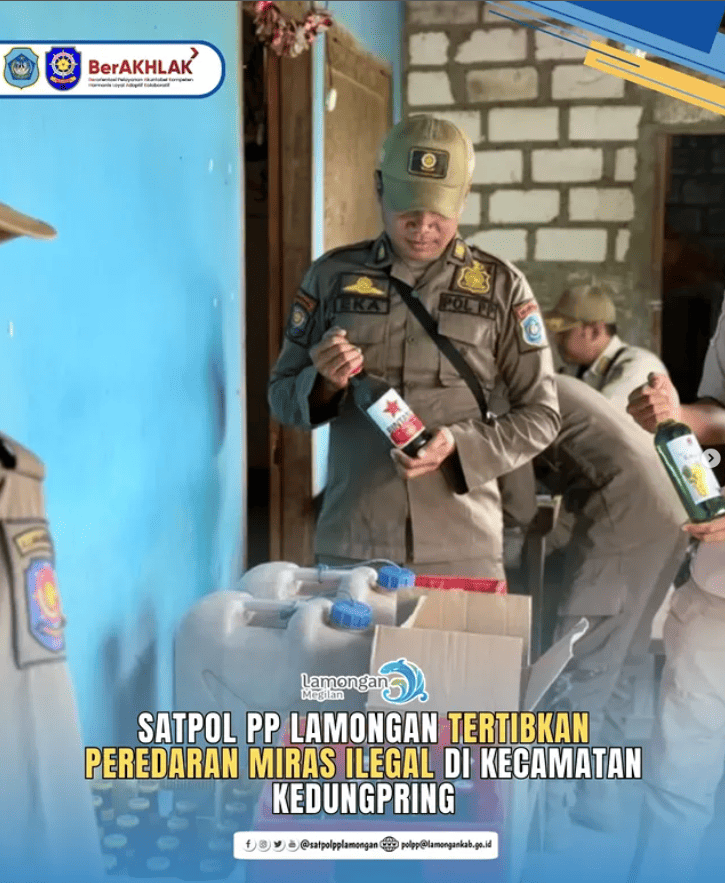 Foto: Satpol PP Lamongan Tertibkan Peredaran Miras Ilegal di Kecamatan Kedungpring