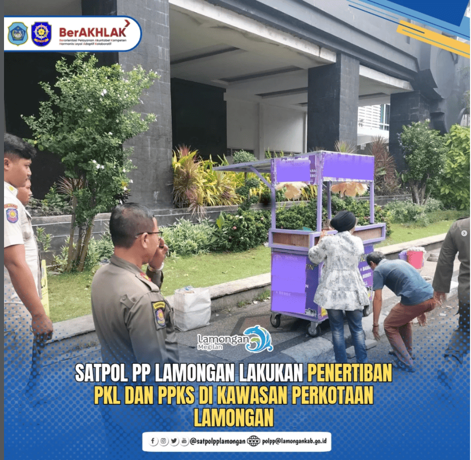 Foto: Satpol PP Lamongan Lakukan Penertiban Pedagang Kaki Lima dan PPKS di Kawasan Perkotaan