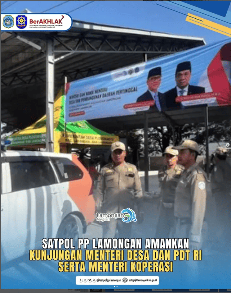 Foto: Satpol PP Kabupaten Lamongan Amankan Kunjungan Menteri Desa dan PDT RI serta Menteri Koperasi