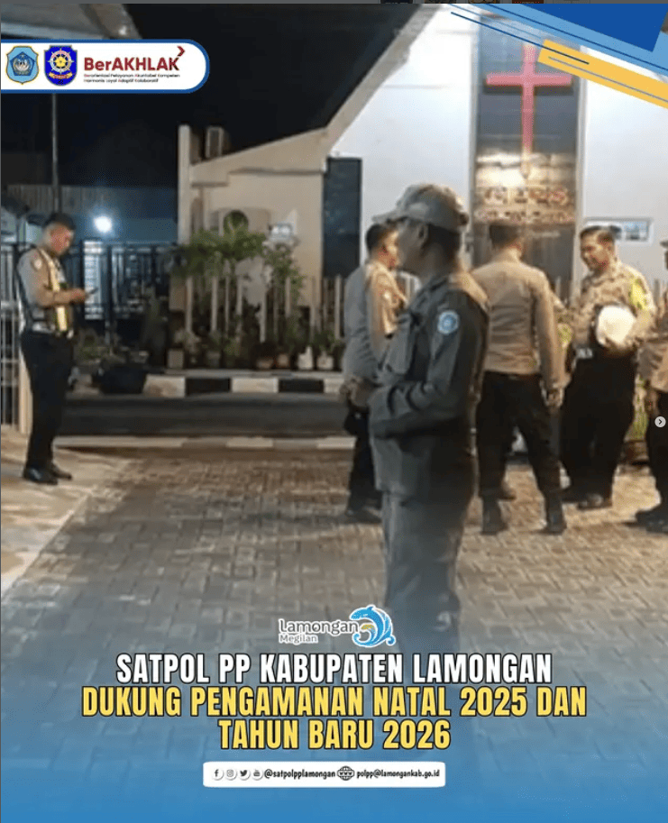 Foto: Satpol PP Kabupaten Lamongan Dukung Pengamanan Natal 2025 dan Tahun Baru 2026