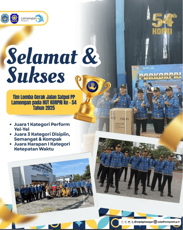 Foto: Satpol PP Kabupaten Lamongan juara dari semua kategori pada Lomba Gerak Jalan HUT KORPRI ke-54