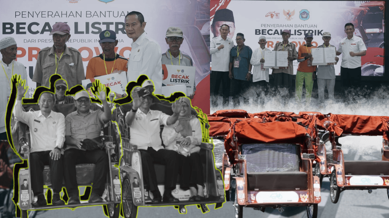 Dua Ratus Pengemudi Becak Lamongan Terima Bantuan Becak Listrik