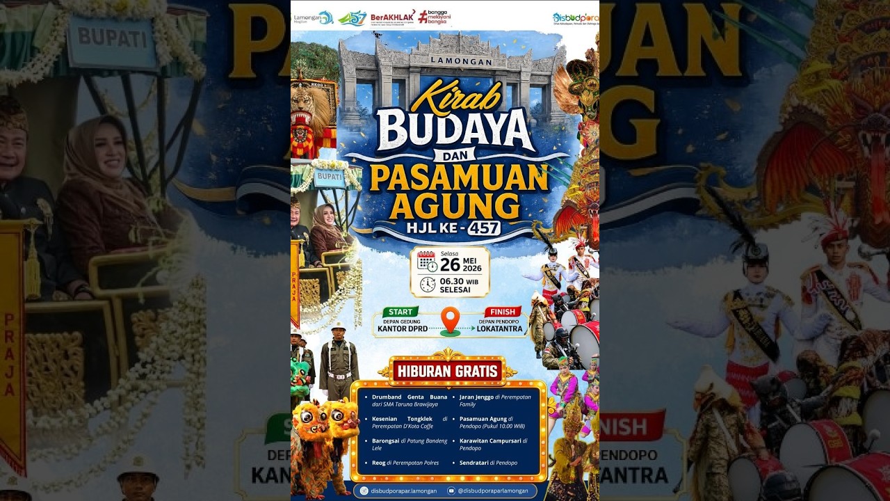 [LIVE] Kirab Budaya dan Pasamuan Agung Hari Jadi Lamongan ke-457
