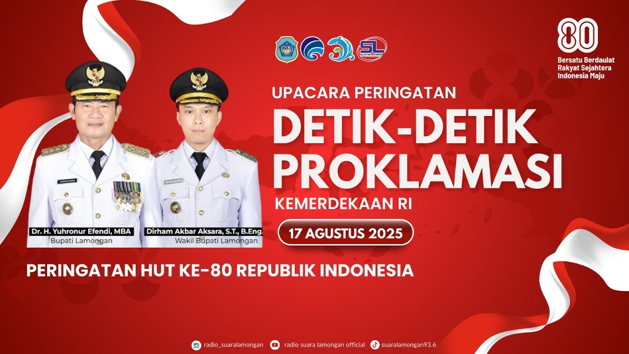 Siaran Langsung Upacara Peringatan HUT ke-80 Kemerdekaan Republik Indonesia Tahun 2025 di Kabupaten Lamongan