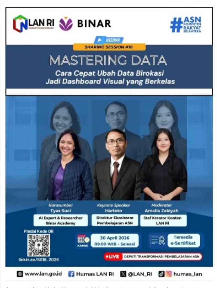 Foto: Pelaksanaan Webinar Mastering Data CAra Cepat Ubah Data Birokasi Jadi Dachboard Visual yang Berkelas