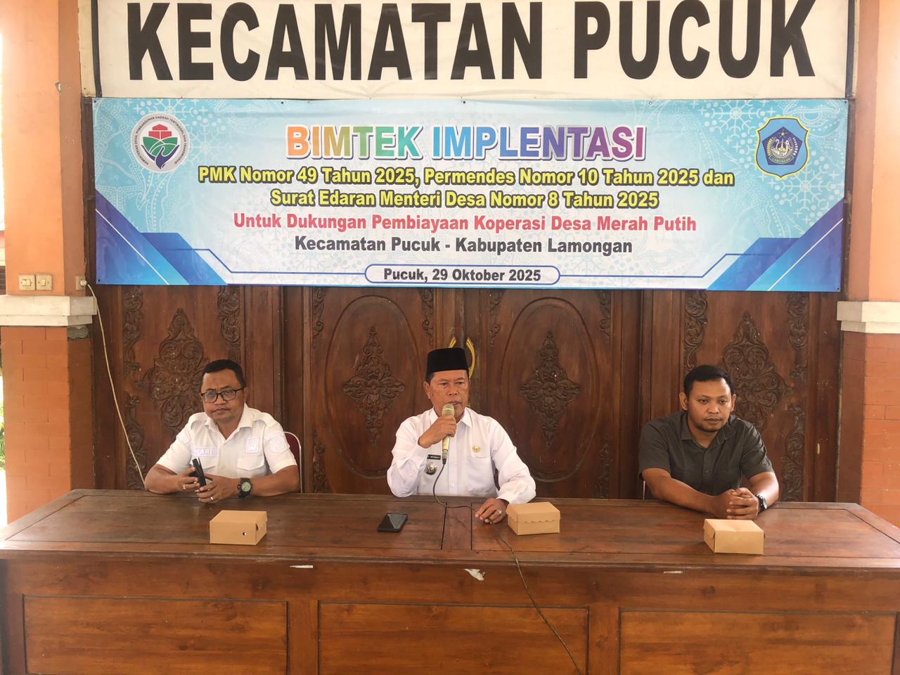Foto: BIMTEK IMPLEMENTASI DUKUNGAN PEMBIAYAAN KOPERASI DESA MERAH PUTIH KECAMATAN PUCUK