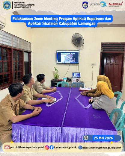 Foto: Pelaksanaan Zoom Meeting Progam Aplikasi Rupabumi dan Aplikasi Sibatman Kabupaten Lamongan