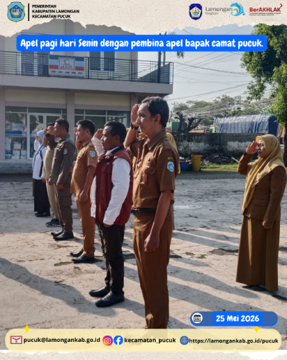 Foto: Apel pagi hari Senin dengan pembina apel bapak camat pucuk