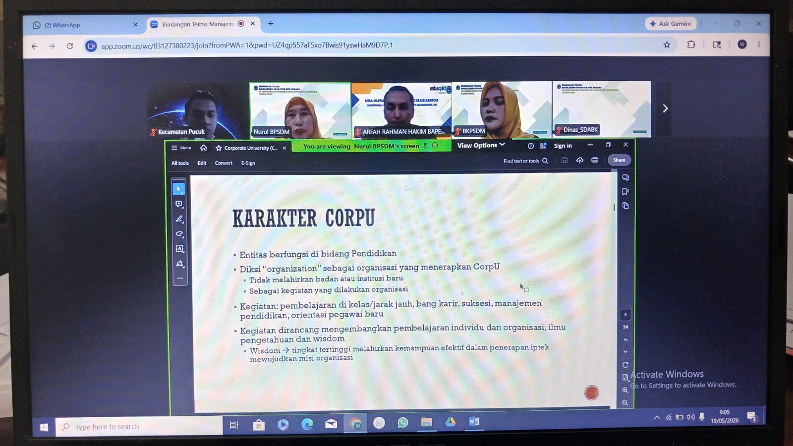Foto: Melaksanakan Zoom Metting Terkait Managejemen ASN Tahun 2026