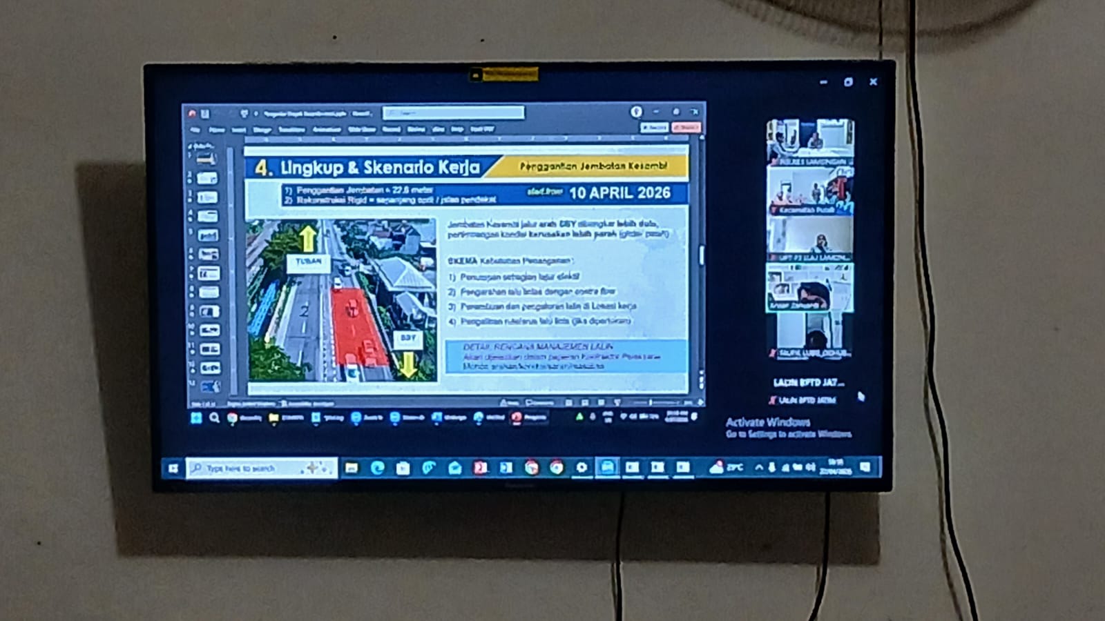 Foto: zoom metting evaluasi pelaksanaan rekayasa lalu lintas pada pekerjaan kontruksi penggantian jembatan kesambi kec.pucuk 2026