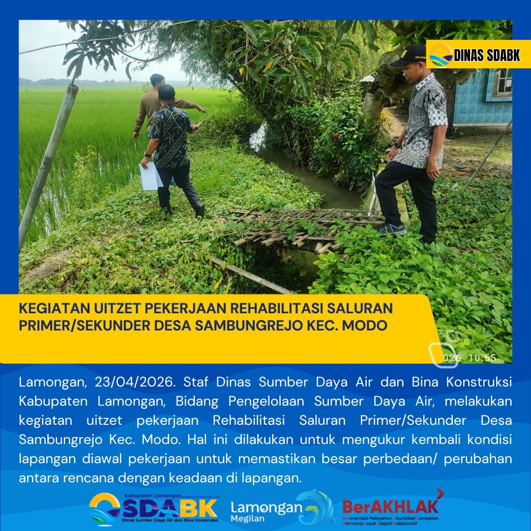 Foto: KEGIATAN UITZET PEKERJAAN REHABILITASI SALURAN PRIMER/SEKUNDER DESA SAMBUNGREJO KEC. MODO