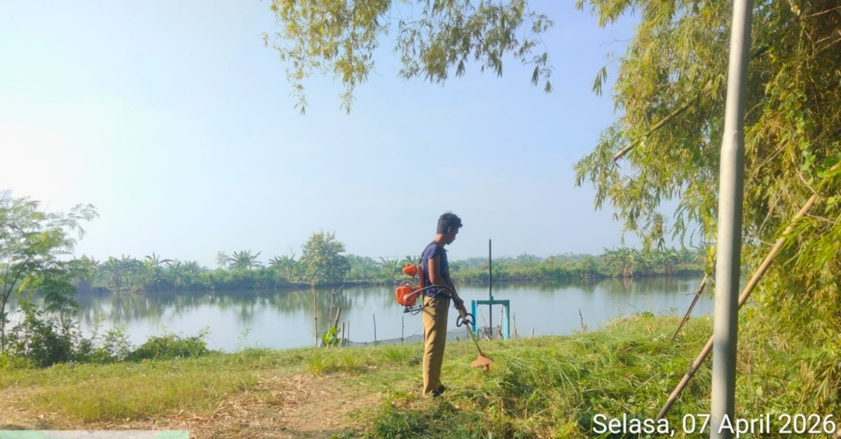 Foto: Pemeliharaan Rutin Infrastruktur melalui Pemotongan Rumput di Pintu Air 1 Waduk Palangan