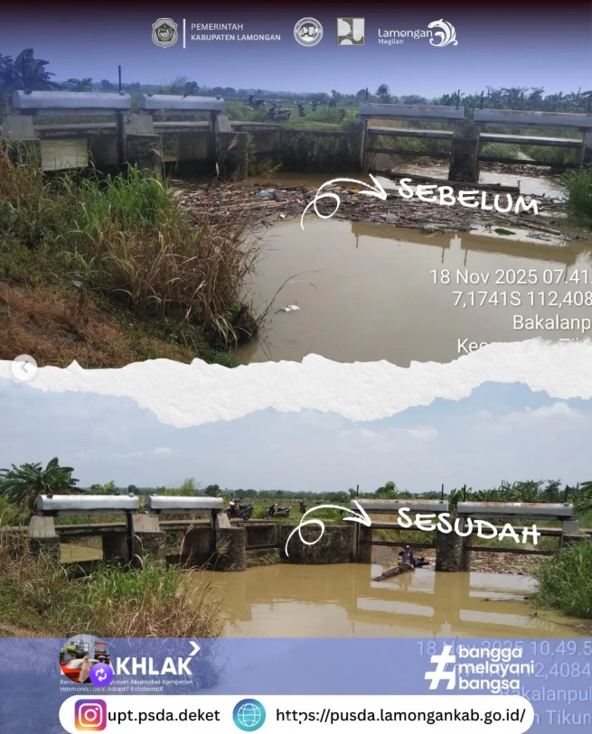 Foto: Kegiatan Penanganan Sampah di Dam Bakalanpule oleh Juru UPT PSDA Deket