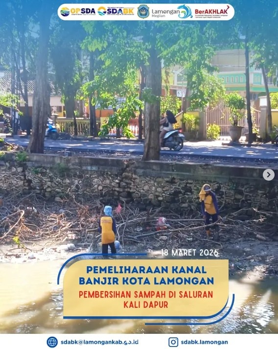 Foto: Pembersihan Kali Dapur sebagai Upaya Pemeliharaan Kanal Banjir Kota Lamongan