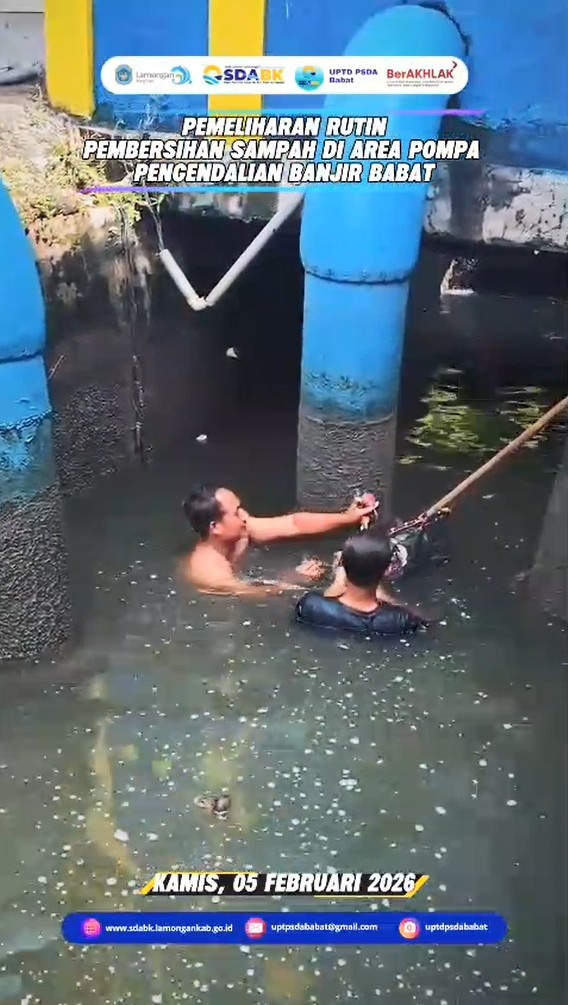 Foto: Pembersihan Area Pompa Pengendalian Banjir Babat