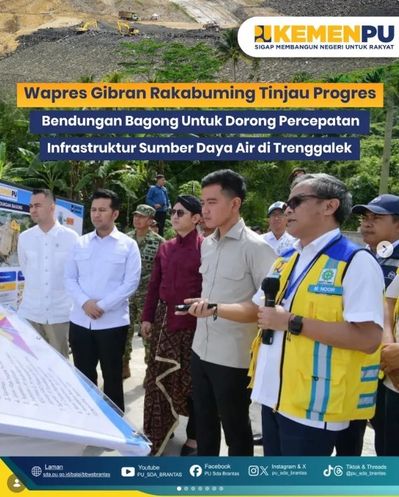 Foto: Wapres Gibran Rakabuming Tinjau Progres Bendungan Bagong, Dorong Percepatan Infrastruktur Sumber Daya Air di Trenggalek