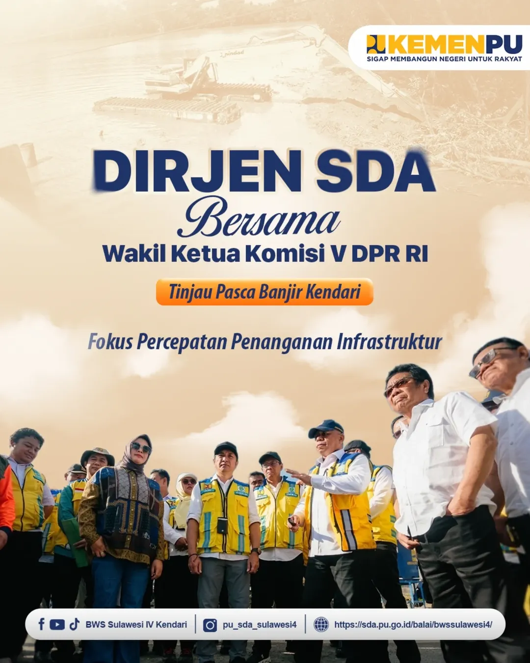 Foto: Tinjau Pasca Banjir Kendari, Dirjen SDA Bersama Wakil Ketua Komisi V DPR RI Fokuskan Percepatan Penanganan Infrastruktur