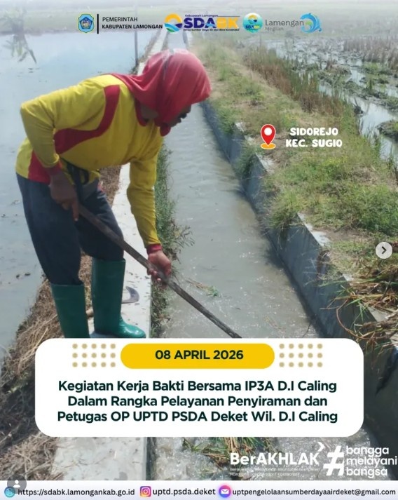Foto: Kegiatan Pembersihan Sampah di Saluran D.I Waduk Caling, Desa Sidorejo, Kecamatan Sugio