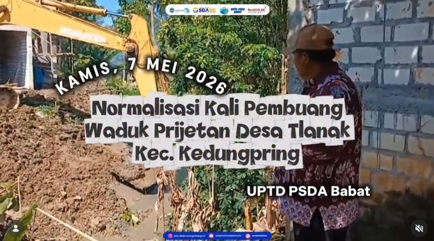 Foto: Normalisasi Kali Pembuang Waduk Prijetan di Desa Tlanak, Kecamatan Kedungpring