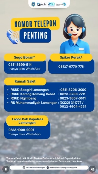 Foto: Nomor Telepon Penting Lamongan