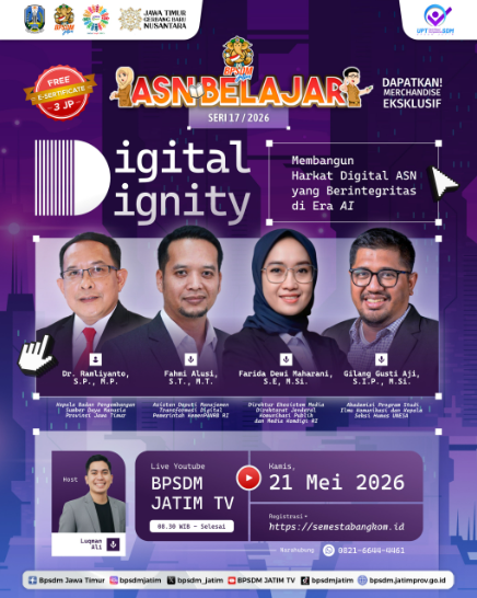 Foto: WEBINAR ASN BELAJAR SERI 17 TAHUN 2026 DIGITAL DIGNITY: Membangun Harkat Digital ASN yang Berintegritas di Era AI